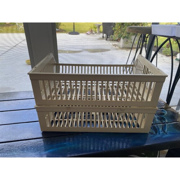 Desk Organizer Paper Tray Office Storage 2 Tier Plastic Beige Retro - Picture 4 of 6